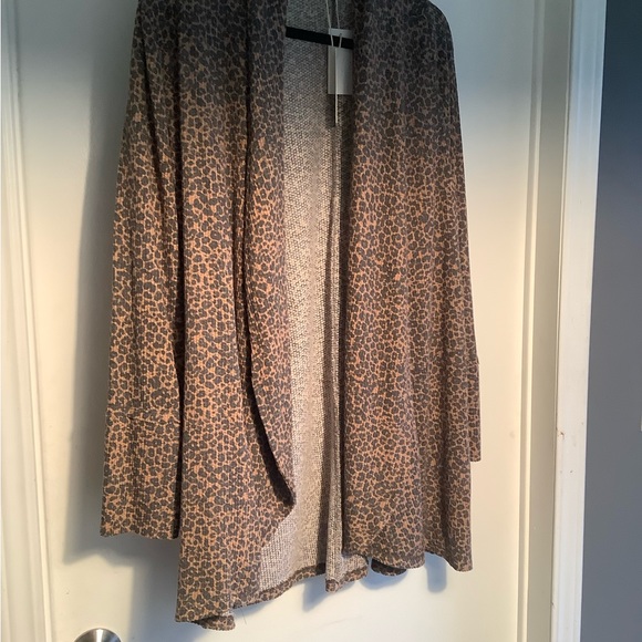 NWT WOMENS XL open front long cardigan in leopard print - Picture 1 of 5